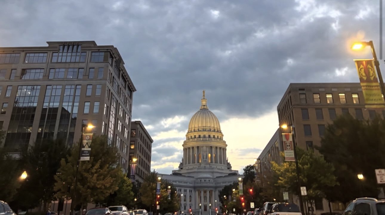 Wisconsin State Capitol at dusk, Madison